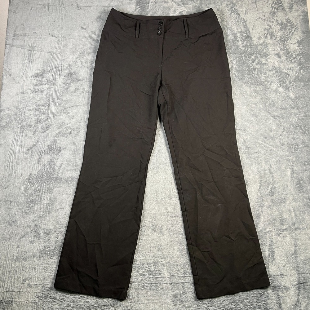 Talent USA Pants Womens 1XL Black Stretch Straight Leg Resort Wear Flat Front